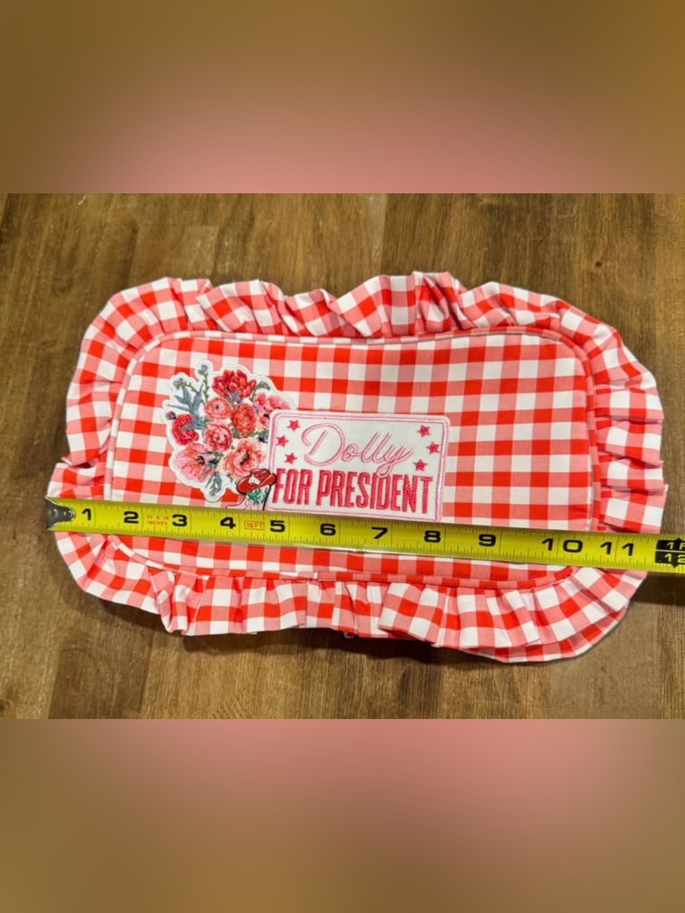 Dolly For President Red Gingham Makeup Bag.